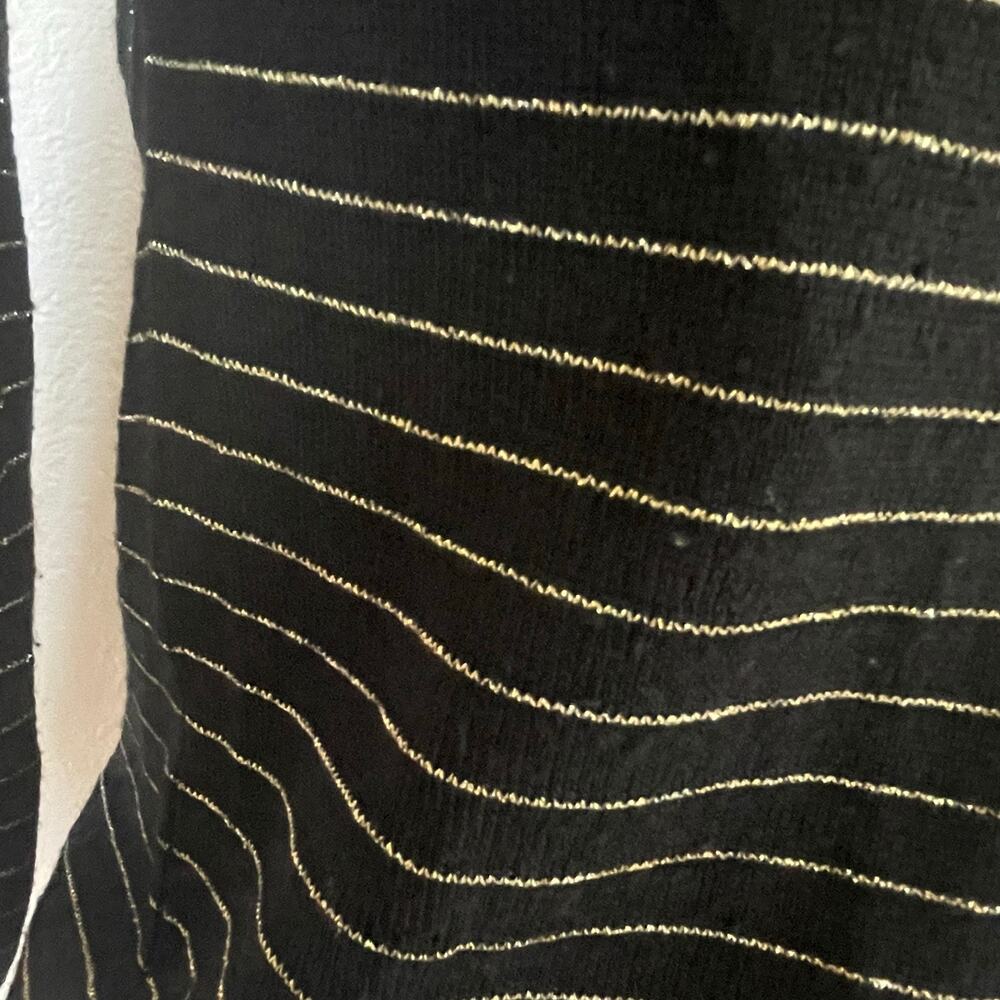 Vintage Jungle Paris Black Gold Metallic Stripe Boat Neck Sweater Size Small - Picture 6 of 9